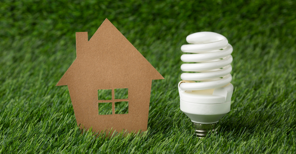 Casa de papel con bombilla LED