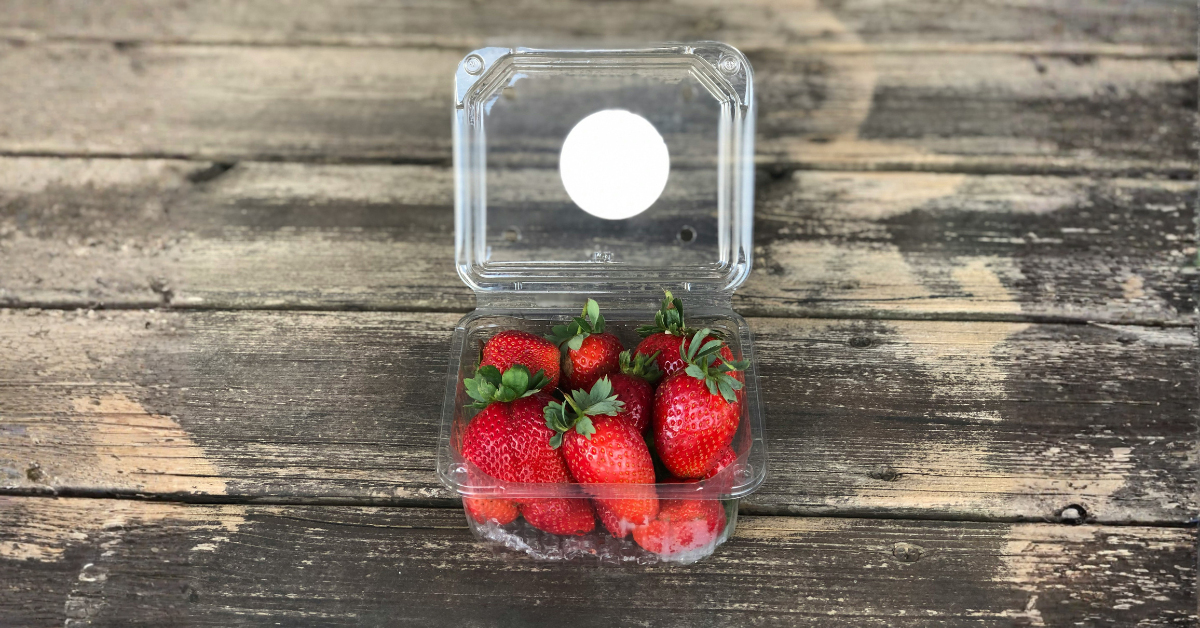 Fresas en envase de un solo uso