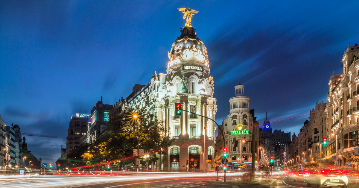 Semáforo en el centro de Madrid