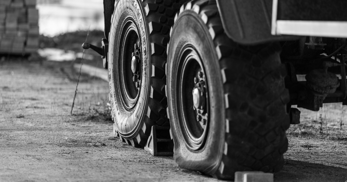 Neumático de camión pinchado