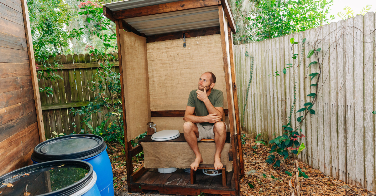 Robin Greenfield - Living Simply in a Tiny House, compost toilet 2019- credit www.sierraford.com