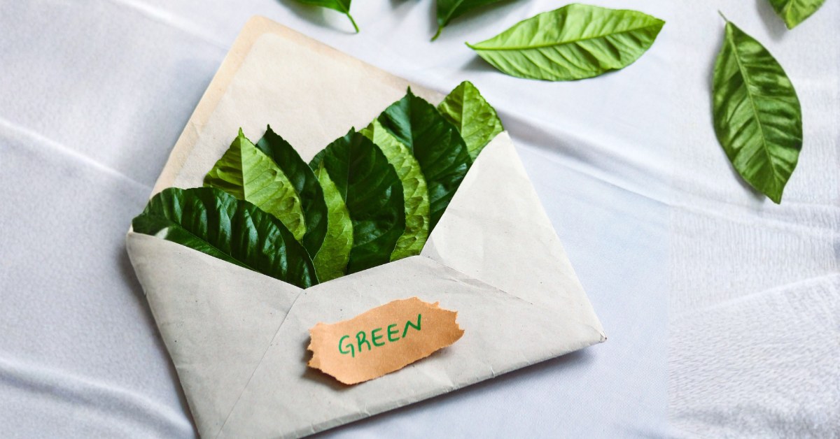 Sobre de hojas verdes