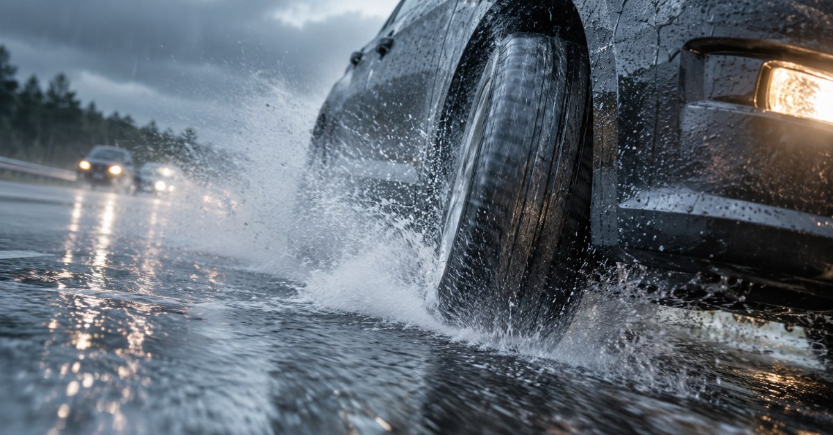 Coche haciendo aquaplaning